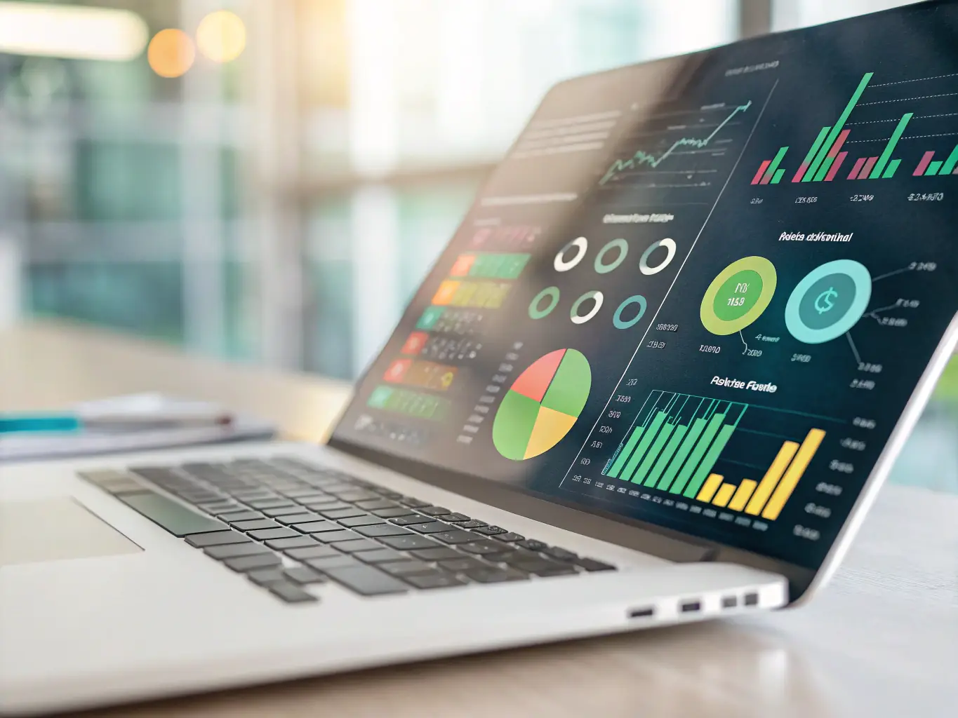 A futuristic tech interface displaying data analytics and insights, representing the data-driven approach to innovation consulting.