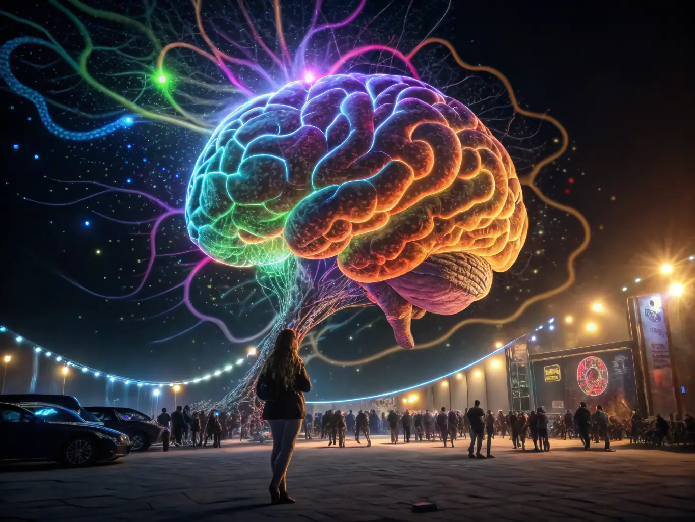 A visual representation of brain activity during problem-solving, highlighting the neural pathways activated by innovative thinking.