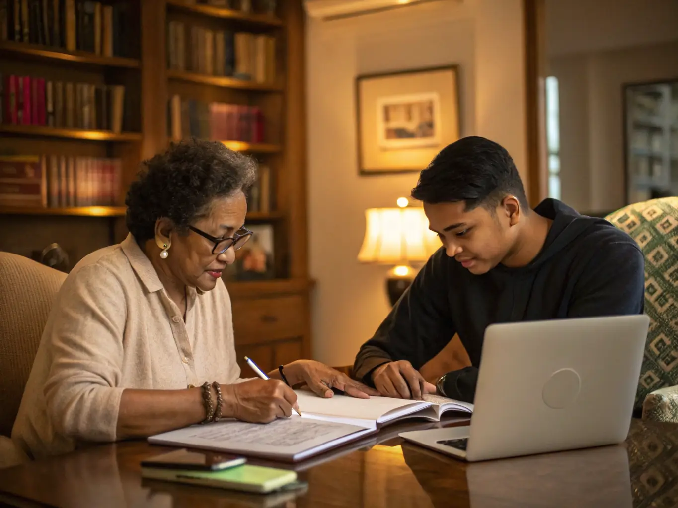 A visual representation of NeuroVantageAI Foundation's mentorship program, showing a mentor and mentee engaged in a virtual meeting, emphasizing support and guidance for neurodivergent individuals.
